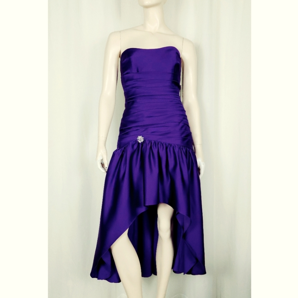 Y2k Alfred Angelo hi lo strapless prom party gown royal purple 8/M